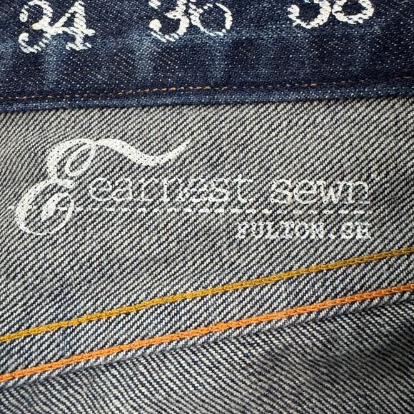 Earnest Sewn Fulton Selvedge Straight Leg Denim Jeans Made In USA Men's Size 33 - Picture 6 of 8